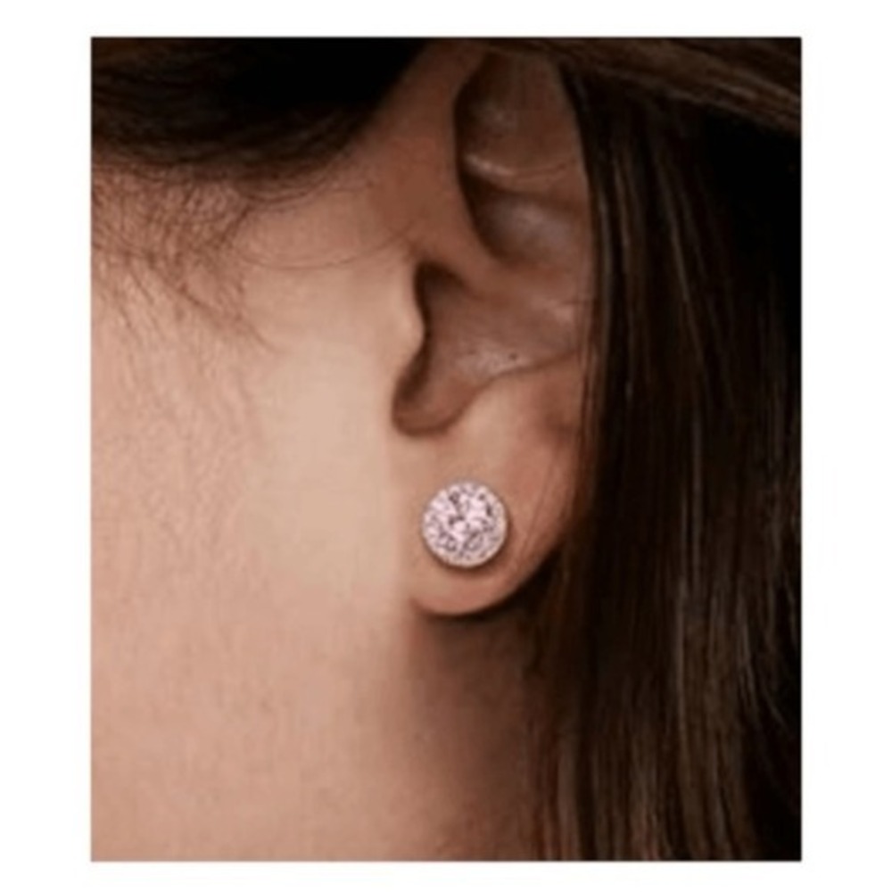 Suplight 925 Sterling Silver Tourmaline CZ Birthstone Halo Earrings Round Stud - Picture 3 of 5